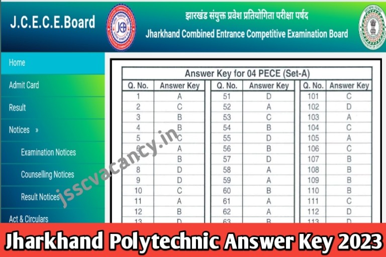 Jharkhand Polytechnic Answer Key 2023
